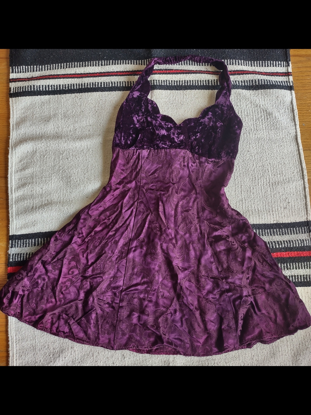 Vintage, Roberta Brand, Mini Purple Velvet Halter Dress, Womens XS